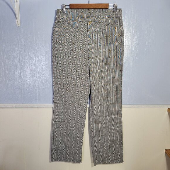 Time And Tru Medium Black Gray Checkered Pull On Casual Dress Straight Leg Pants - Picture 1 of 9